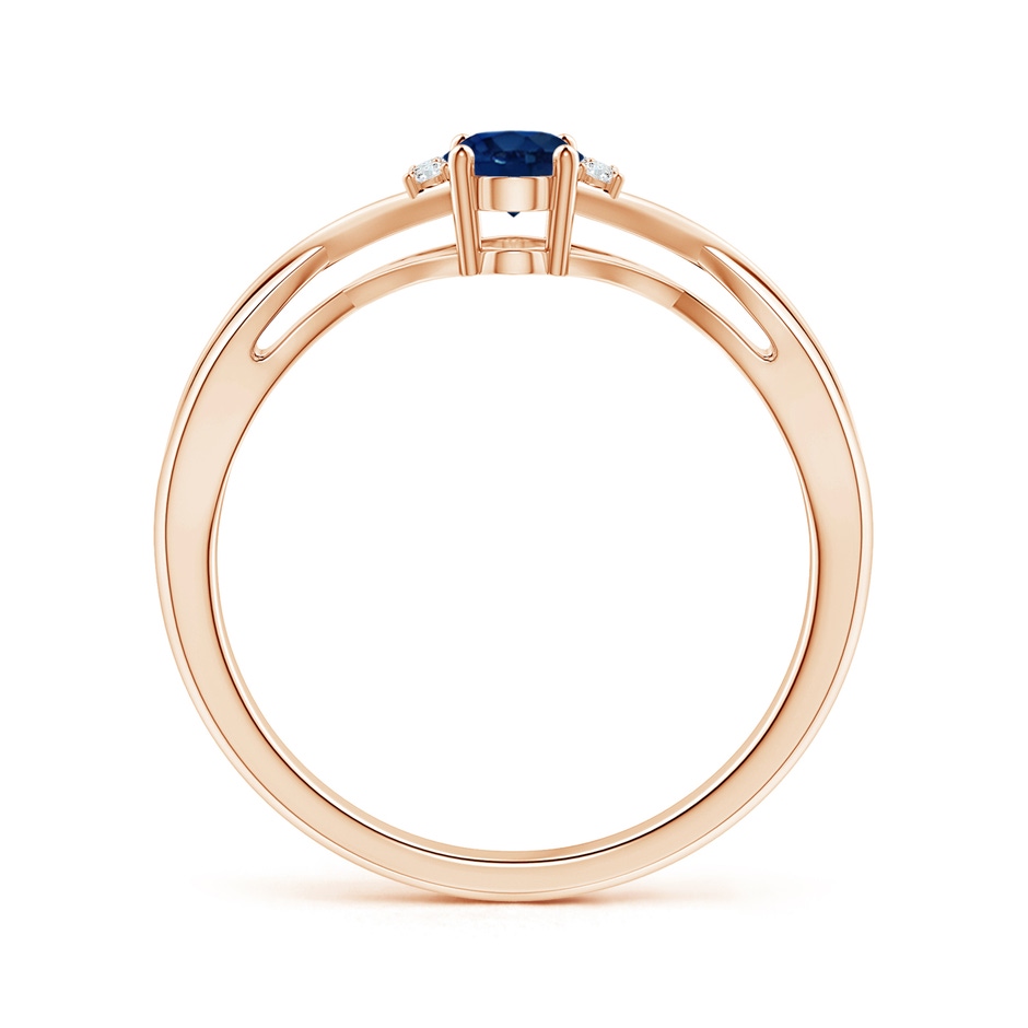 6x4mm AA Oval Blue Sapphire Crossover Ring with Diamond Accents in 18K Rose Gold side 199