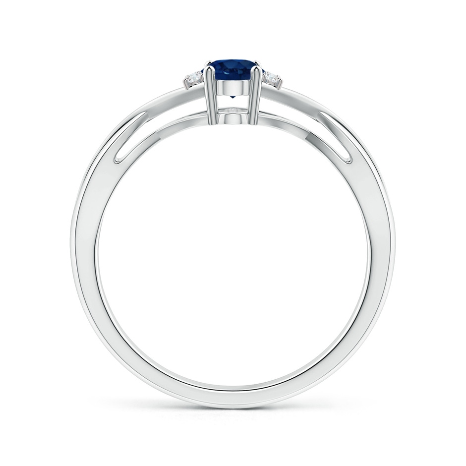 6x4mm AA Oval Blue Sapphire Crossover Ring with Diamond Accents in 18K White Gold side 199
