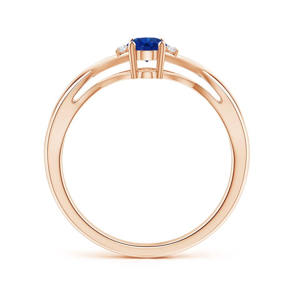 6x4mm AAA Oval Blue Sapphire Crossover Ring with Diamond Accents in Rose Gold side 199
