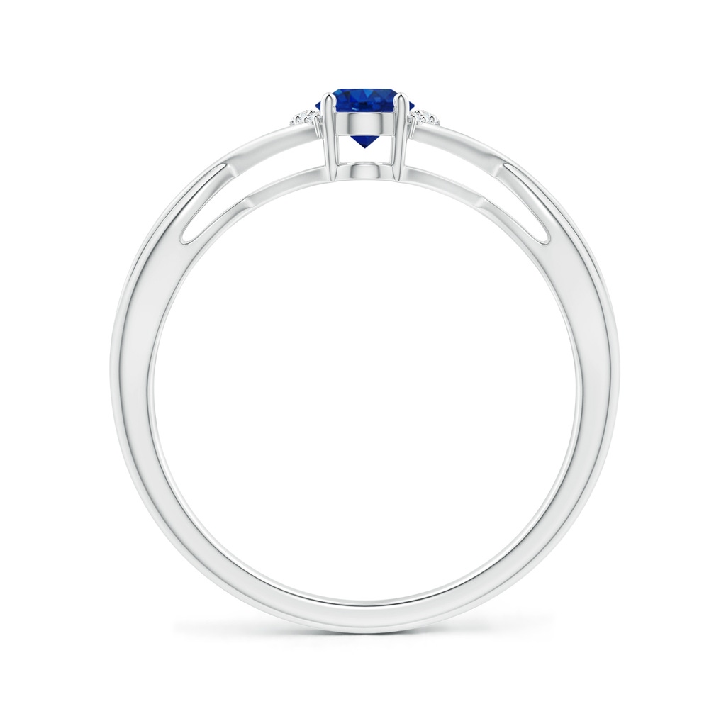 6x4mm AAA Oval Blue Sapphire Crossover Ring with Diamond Accents in White Gold Side 199