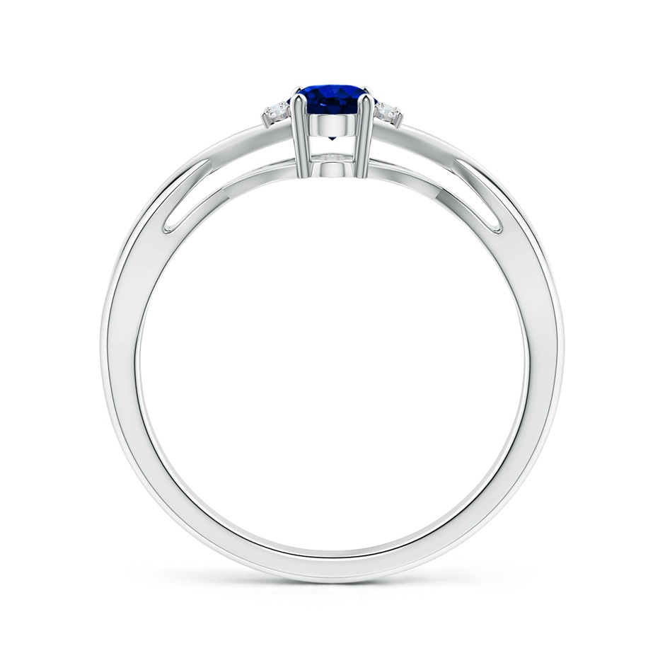 6x4mm AAAA Oval Blue Sapphire Crossover Ring with Diamond Accents in 18K White Gold side 199