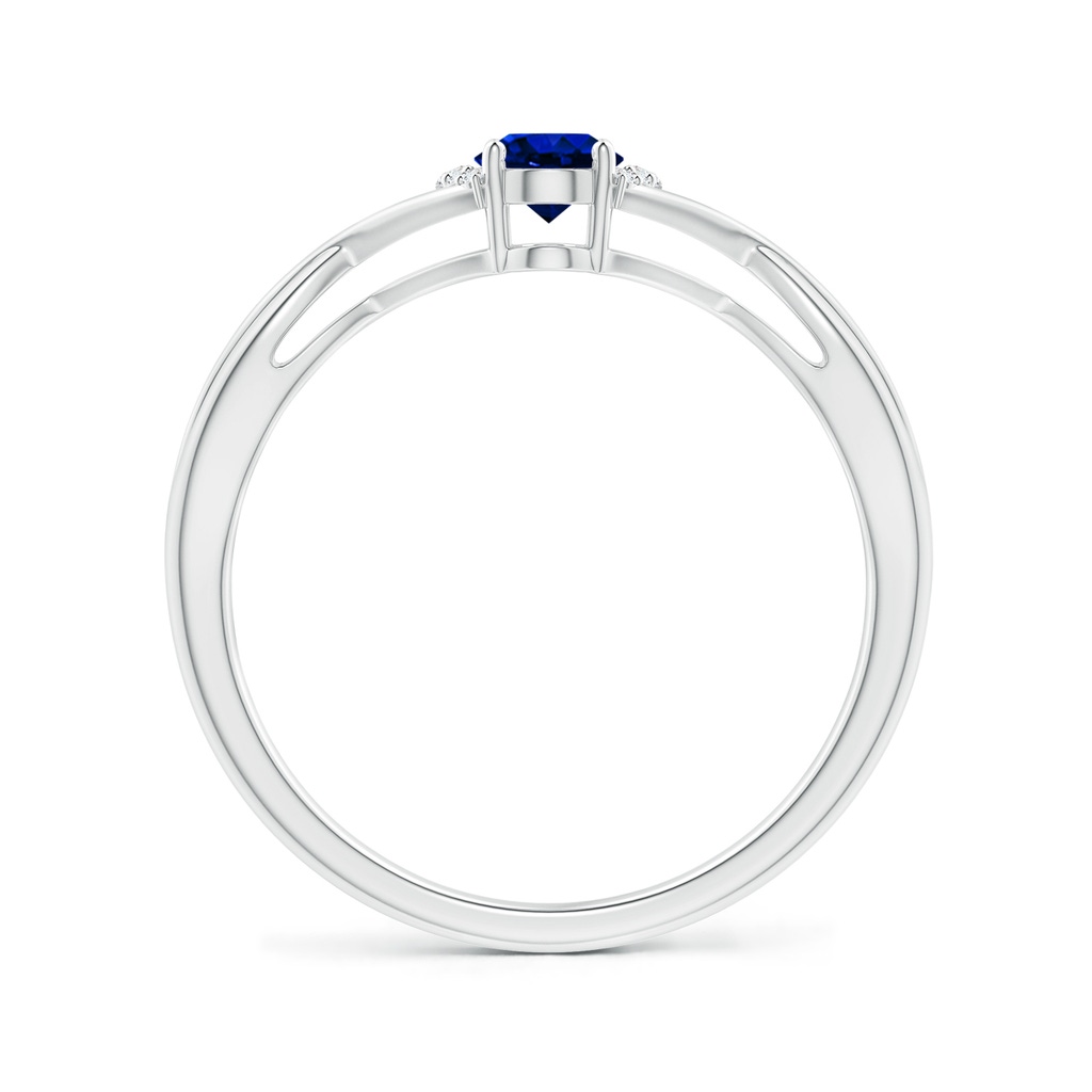 6x4mm AAAA Oval Blue Sapphire Crossover Ring with Diamond Accents in P950 Platinum Side 199