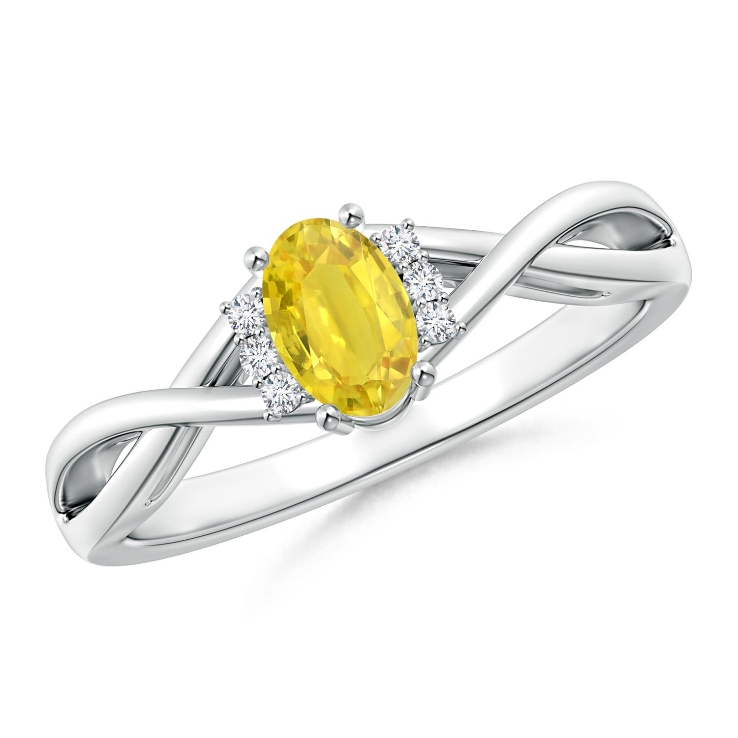 AA - Yellow Sapphire / 0.71 CT / 14 KT White Gold