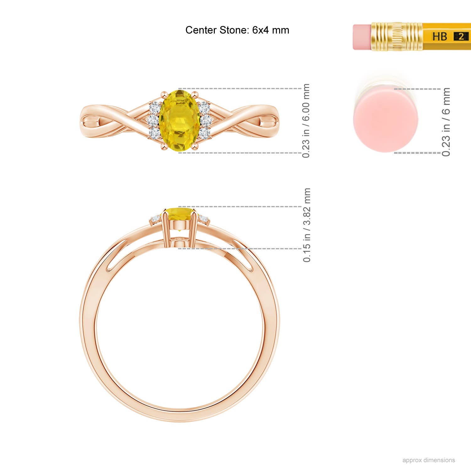 AAA - Yellow Sapphire / 0.71 CT / 14 KT Rose Gold