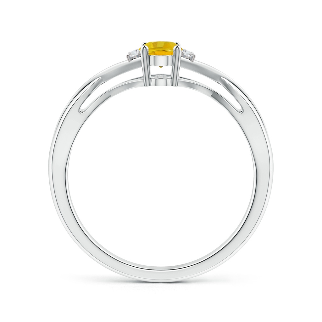 6x4mm AAAA Oval Yellow Sapphire Crossover Ring with Diamond Accents in White Gold Side-1