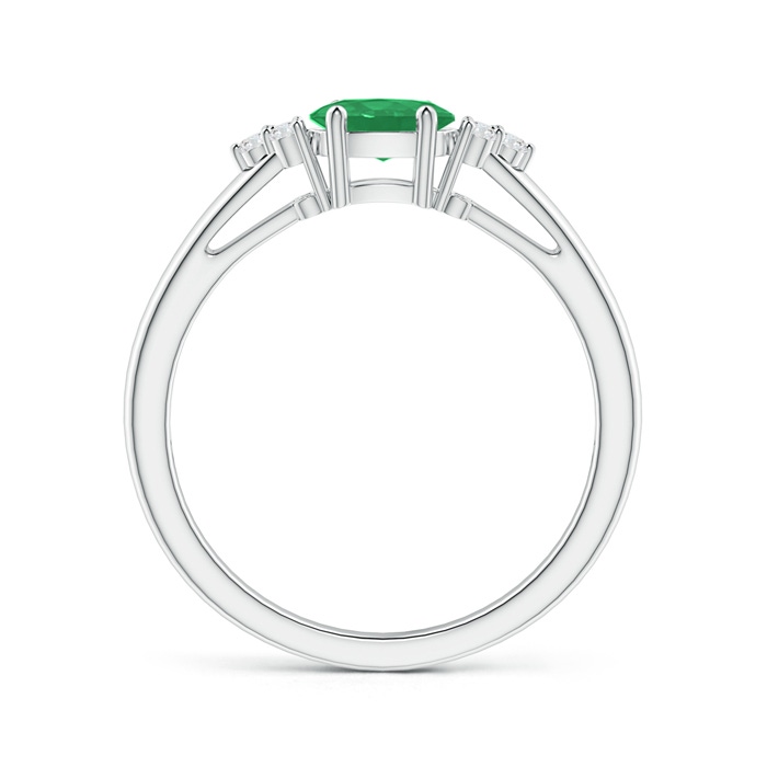 6x4mm A East-West Emerald Solitaire Ring with Diamonds in White Gold product image