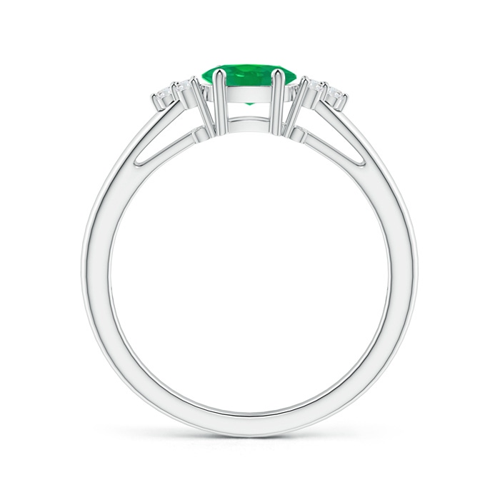 6x4mm AA East-West Emerald Solitaire Ring with Diamonds in P950 Platinum product image