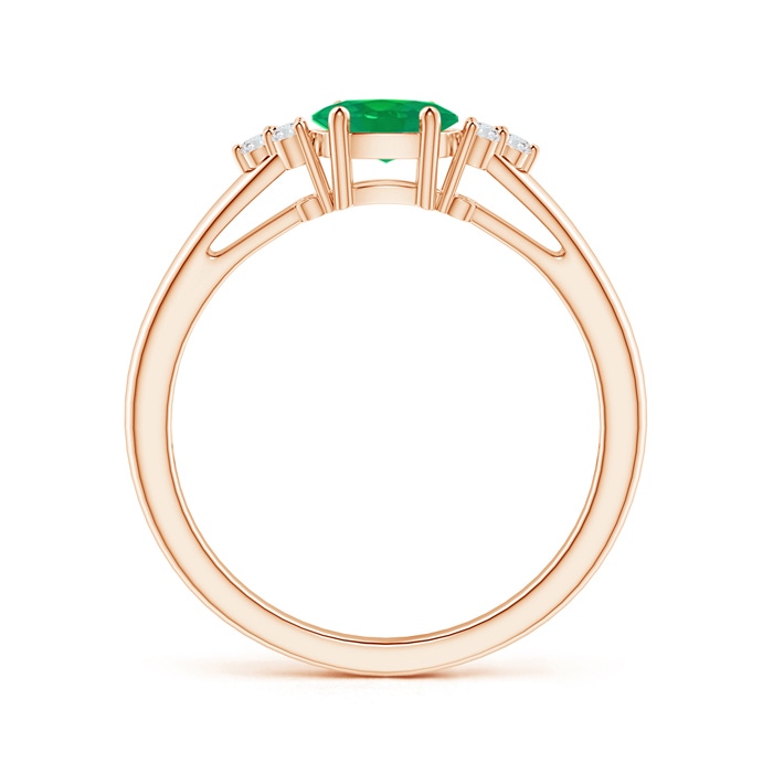 6x4mm AA East-West Emerald Solitaire Ring with Diamonds in Rose Gold product image
