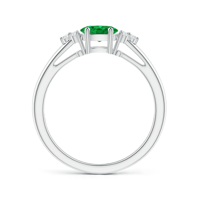 6x4mm AAA East-West Emerald Solitaire Ring with Diamonds in White Gold product image