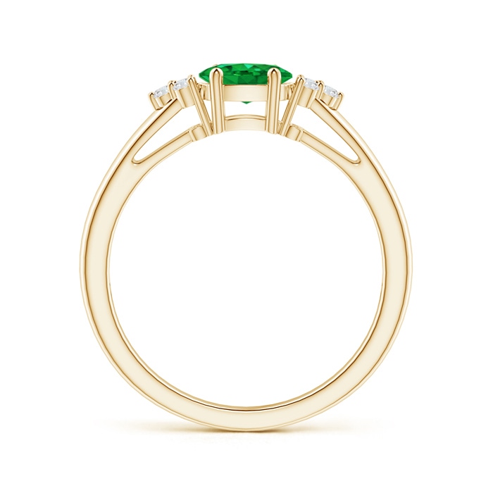 6x4mm AAA East-West Emerald Solitaire Ring with Diamonds in Yellow Gold product image