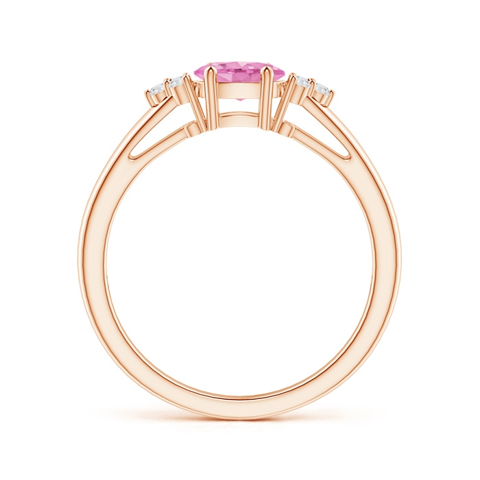 6x4mm A East-West Pink Sapphire Solitaire Ring with Diamonds in Rose Gold product image