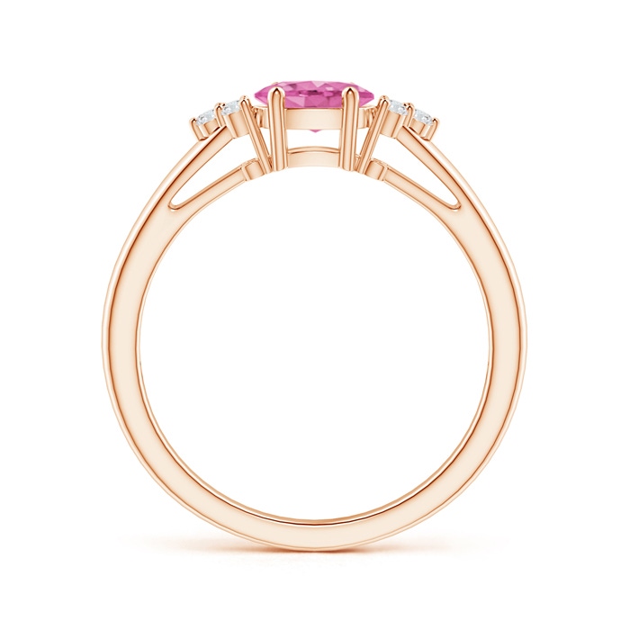 6x4mm AA East-West Pink Sapphire Solitaire Ring with Diamonds in Rose Gold product image