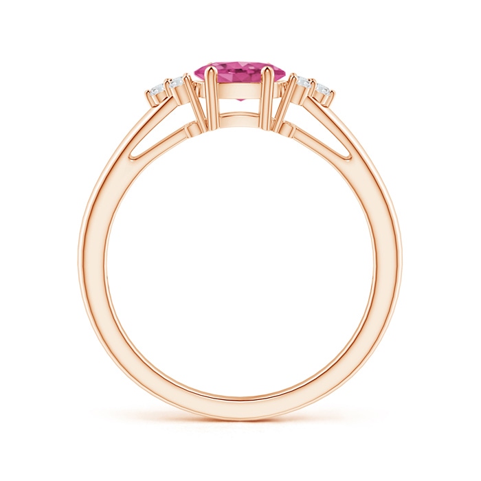 6x4mm AAAA East-West Pink Sapphire Solitaire Ring with Diamonds in 9K Rose Gold product image
