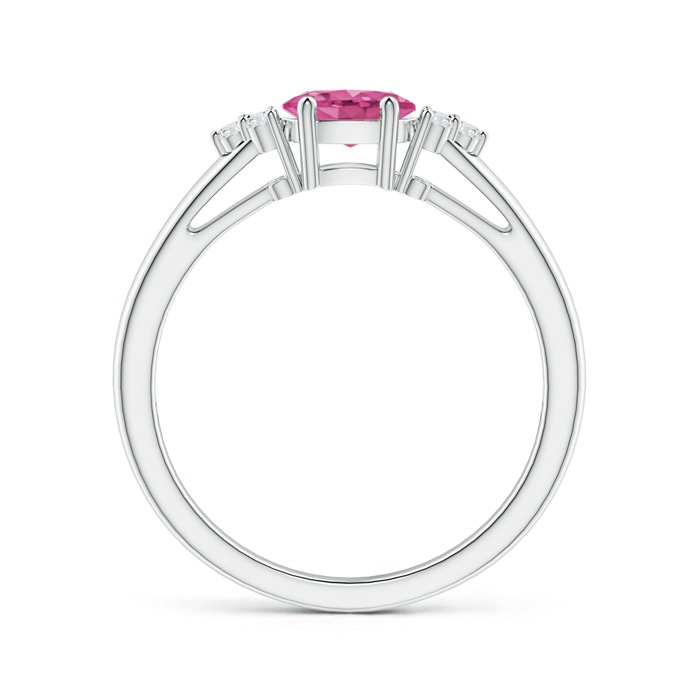 6x4mm AAAA East-West Pink Sapphire Solitaire Ring with Diamonds in P950 Platinum product image