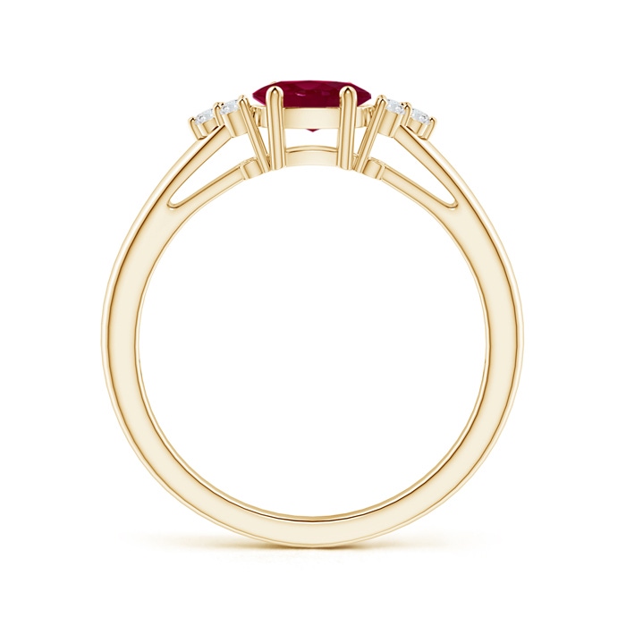 6x4mm A East-West Ruby Solitaire Ring with Diamonds in Yellow Gold product image