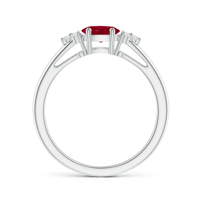 6x4mm AA East-West Ruby Solitaire Ring with Diamonds in White Gold product image
