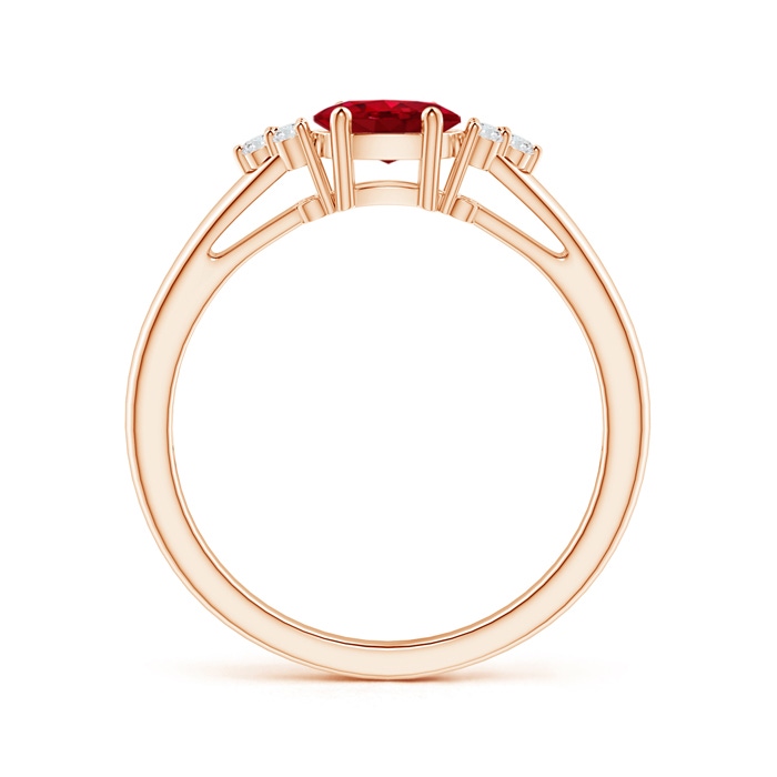 6x4mm AAA East-West Ruby Solitaire Ring with Diamonds in Rose Gold product image