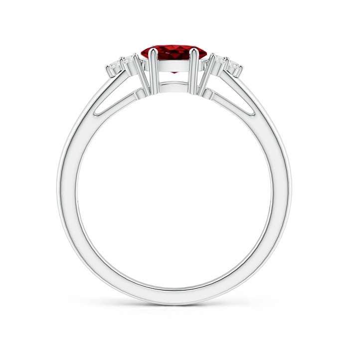 6x4mm AAAA East-West Ruby Solitaire Ring with Diamonds in P950 Platinum product image
