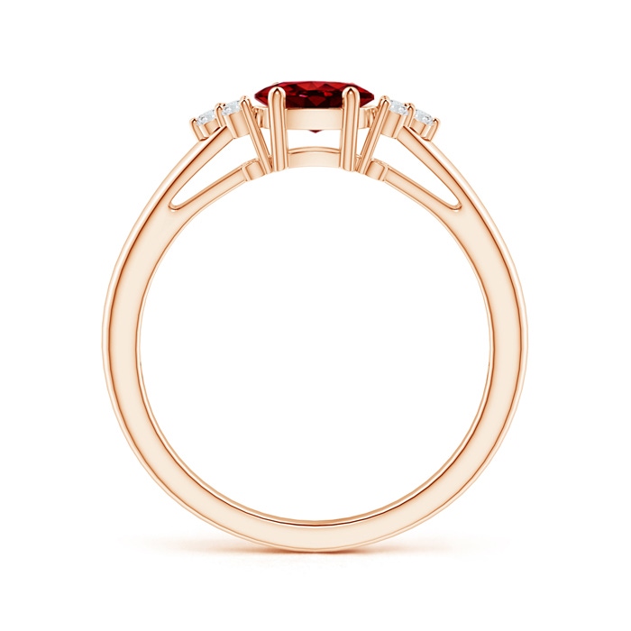6x4mm AAAA East-West Ruby Solitaire Ring with Diamonds in Rose Gold Product Image