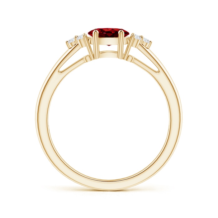6x4mm AAAA East-West Ruby Solitaire Ring with Diamonds in Yellow Gold Product Image