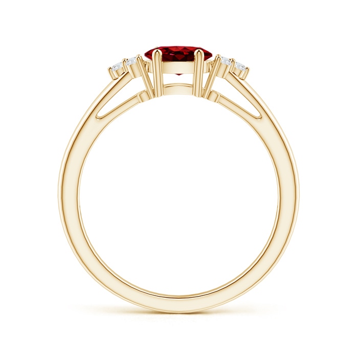 6x4mm AAAA East-West Ruby Solitaire Ring with Diamonds in Yellow Gold product image