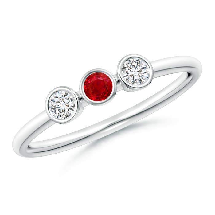 AAA - Ruby / 0.36 CT / 14 KT White Gold