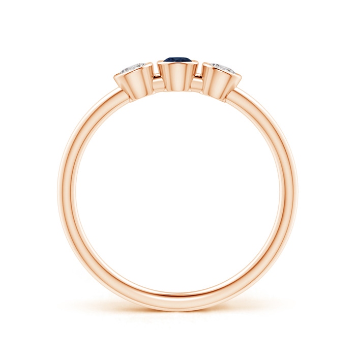 3mm AA Classic Bezel-Set Sapphire and Diamond Three Stone Ring in Rose Gold product image