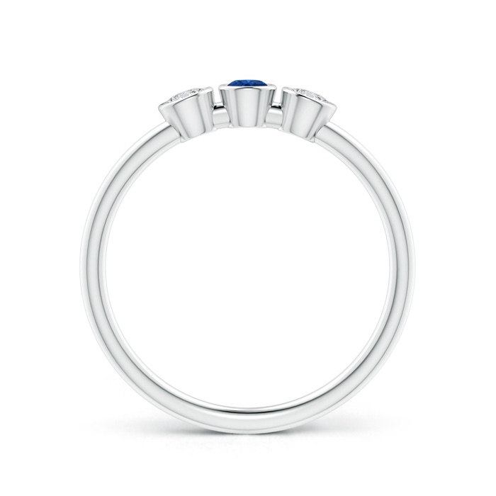 3mm AAA Classic Bezel-Set Sapphire and Diamond Three Stone Ring in White Gold Product Image