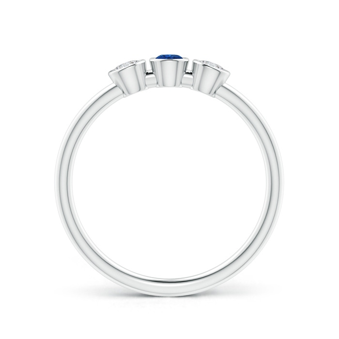 3mm AAA Classic Bezel-Set Sapphire and Diamond Three Stone Ring in White Gold product image