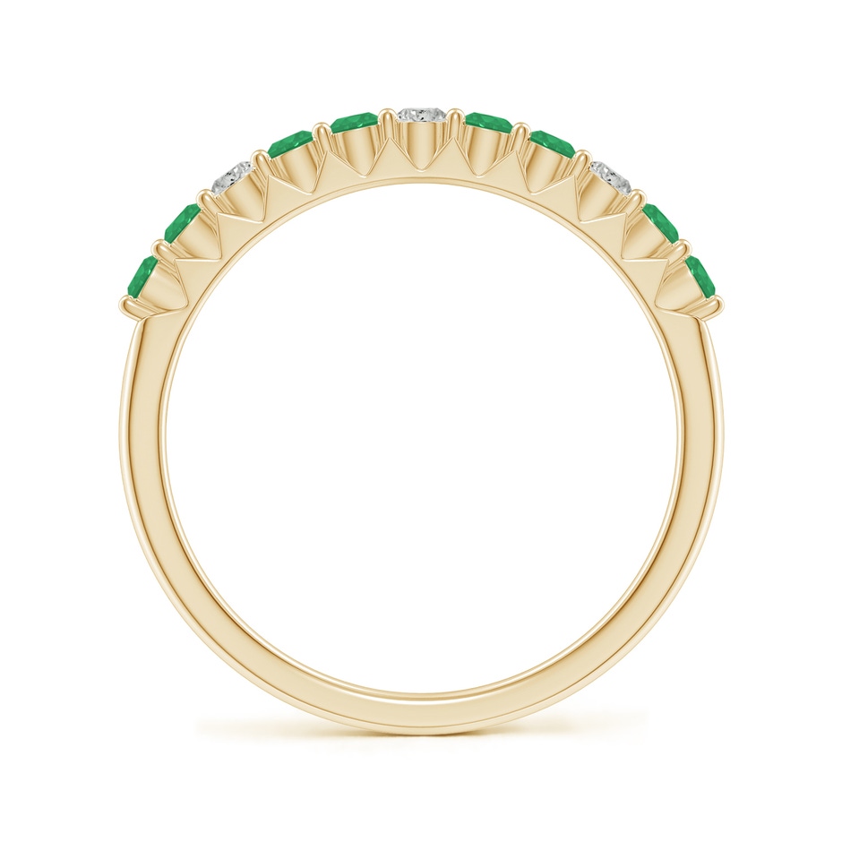 2mm A Round Emerald and Diamond Half Eternity Wedding Ring in Yellow Gold side-1
