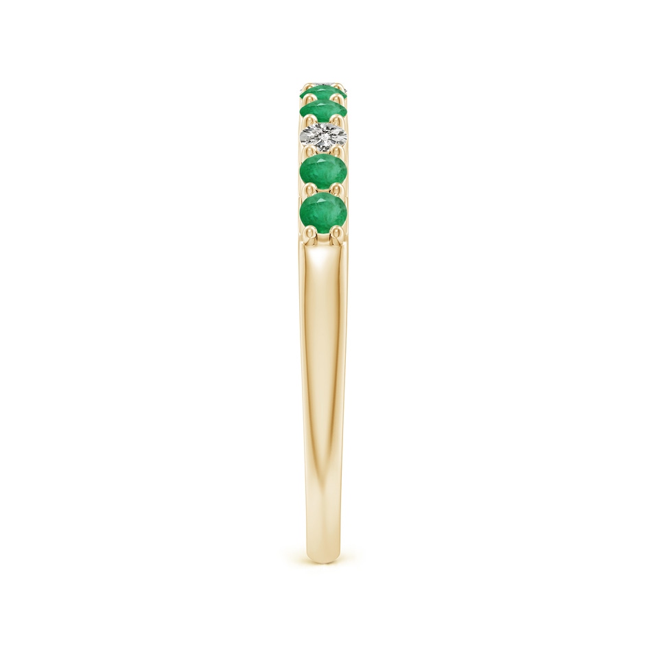 2mm A Round Emerald and Diamond Half Eternity Wedding Ring in Yellow Gold side-2