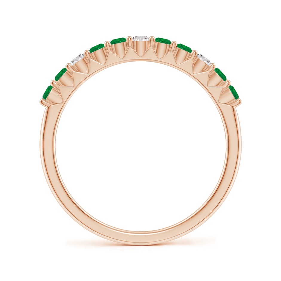 2mm AA Round Emerald and Diamond Half Eternity Wedding Ring in Rose Gold side-1