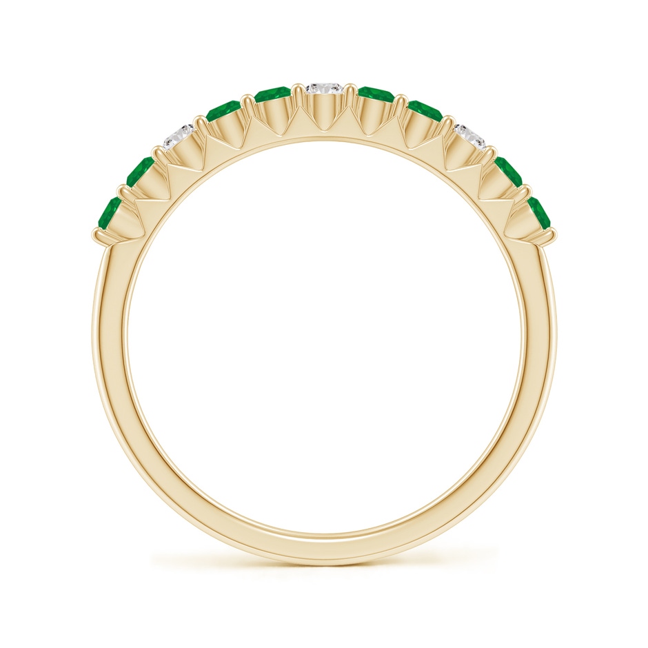2mm AA Round Emerald and Diamond Half Eternity Wedding Ring in Yellow Gold side-1