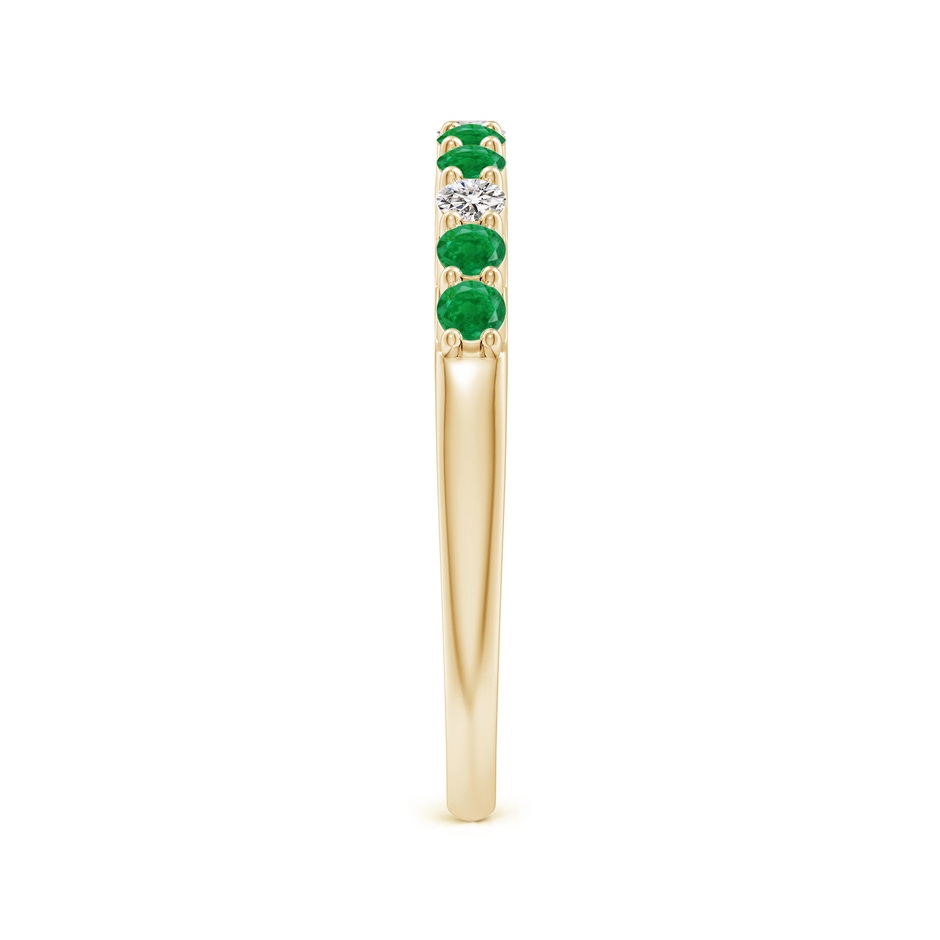 2mm AA Round Emerald and Diamond Half Eternity Wedding Ring in Yellow Gold side-2
