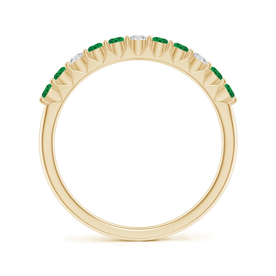 2mm AAA Round Emerald and Diamond Half Eternity Wedding Ring in 10K Yellow Gold side-1