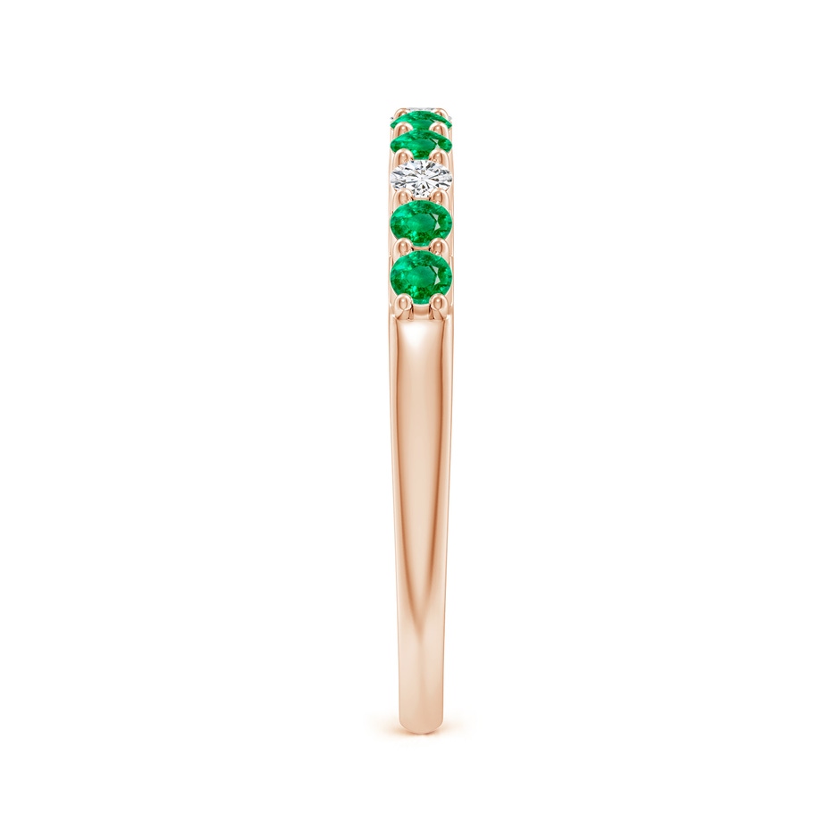 2mm AAA Round Emerald and Diamond Half Eternity Wedding Ring in Rose Gold side-2