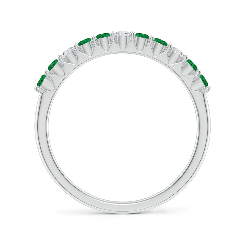 2mm AAA Round Emerald and Diamond Half Eternity Wedding Ring in White Gold side-1