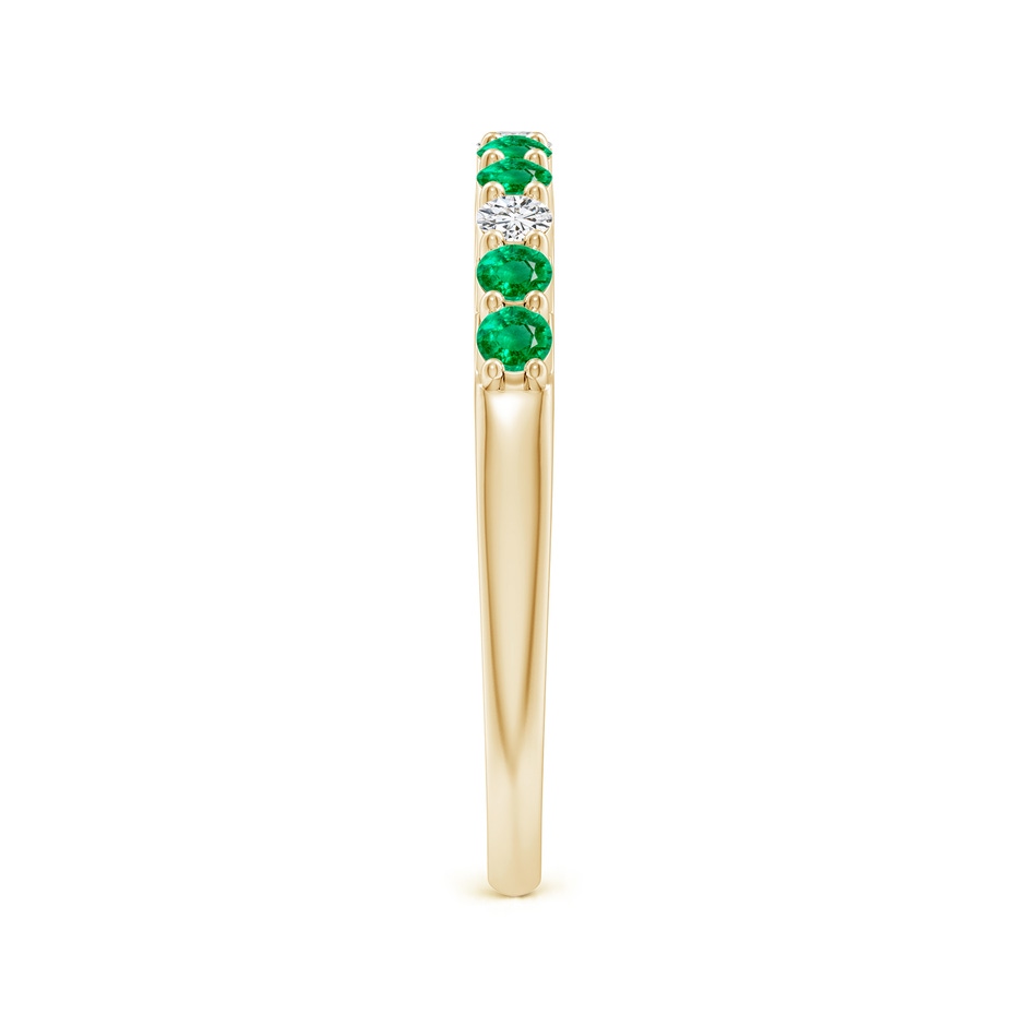2mm AAA Round Emerald and Diamond Half Eternity Wedding Ring in Yellow Gold side-2