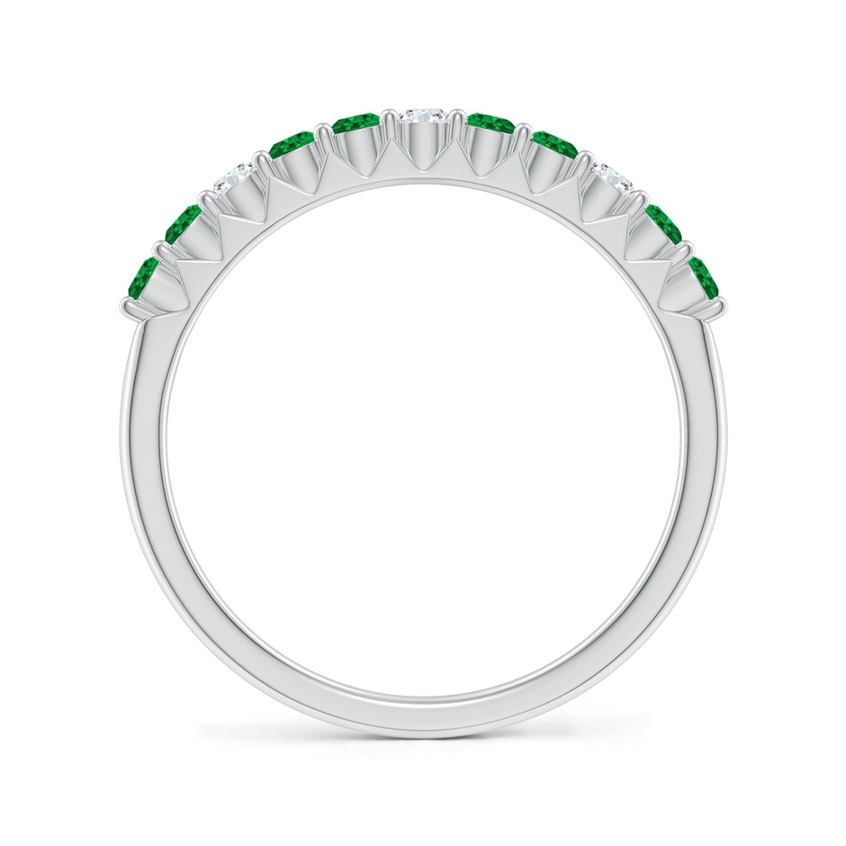2mm AAAA Round Emerald and Diamond Half Eternity Wedding Ring in P950 Platinum side-1