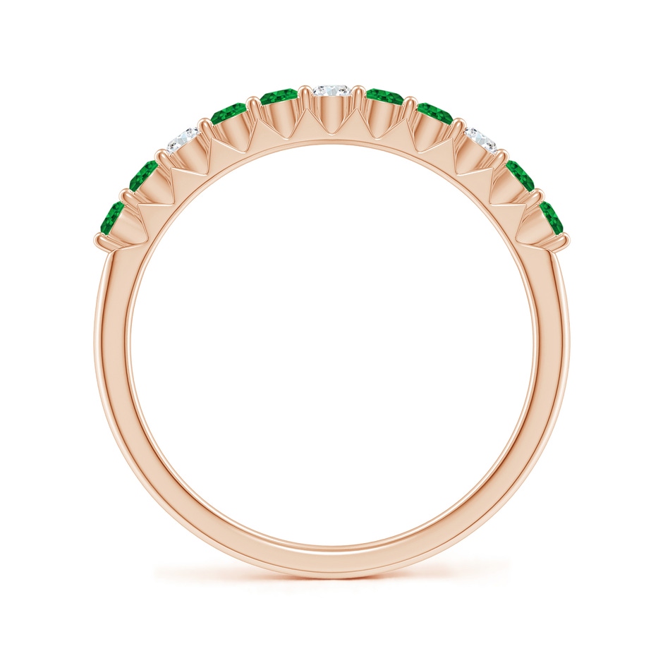 2mm AAAA Round Emerald and Diamond Half Eternity Wedding Ring in Rose Gold side-1