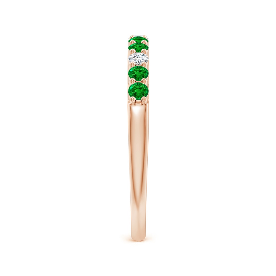 2mm AAAA Round Emerald and Diamond Half Eternity Wedding Ring in Rose Gold side-2