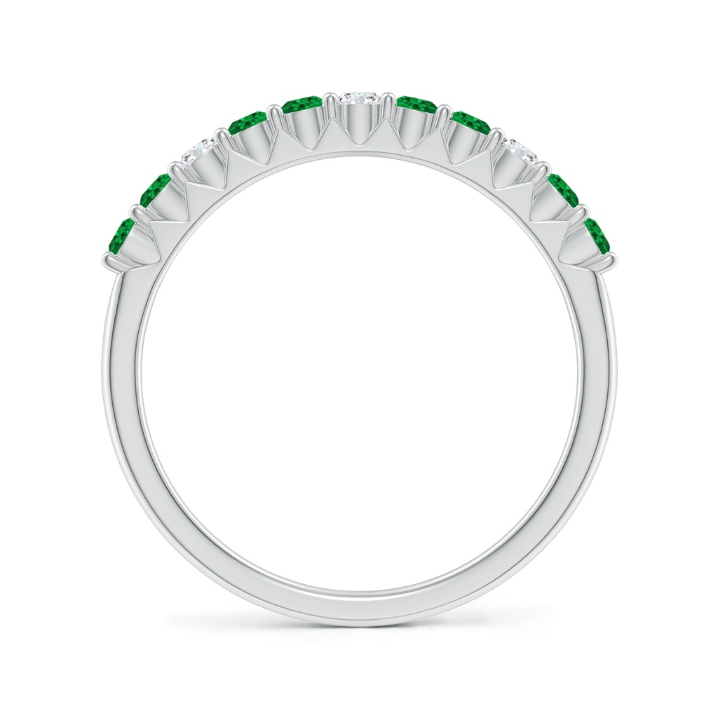 2mm AAAA Round Emerald and Diamond Half Eternity Wedding Ring in White Gold Side-1