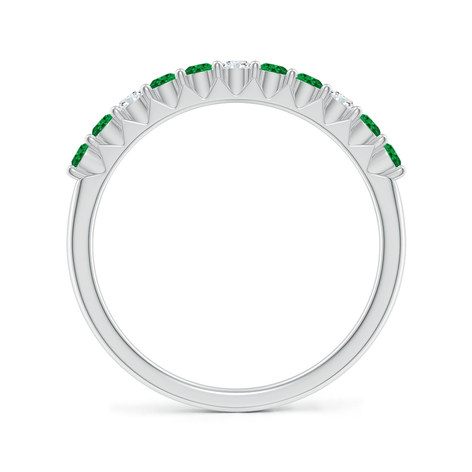 2mm AAAA Round Emerald and Diamond Half Eternity Wedding Ring in White Gold side-1