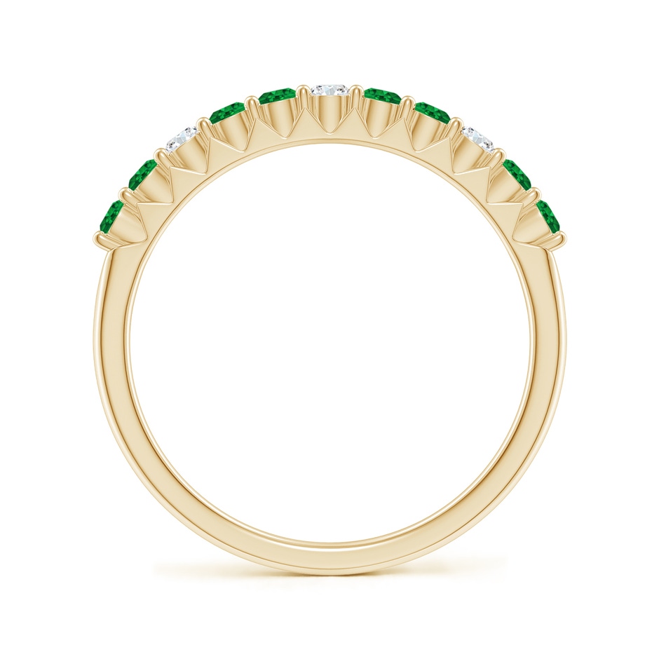 2mm AAAA Round Emerald and Diamond Half Eternity Wedding Ring in Yellow Gold side-1