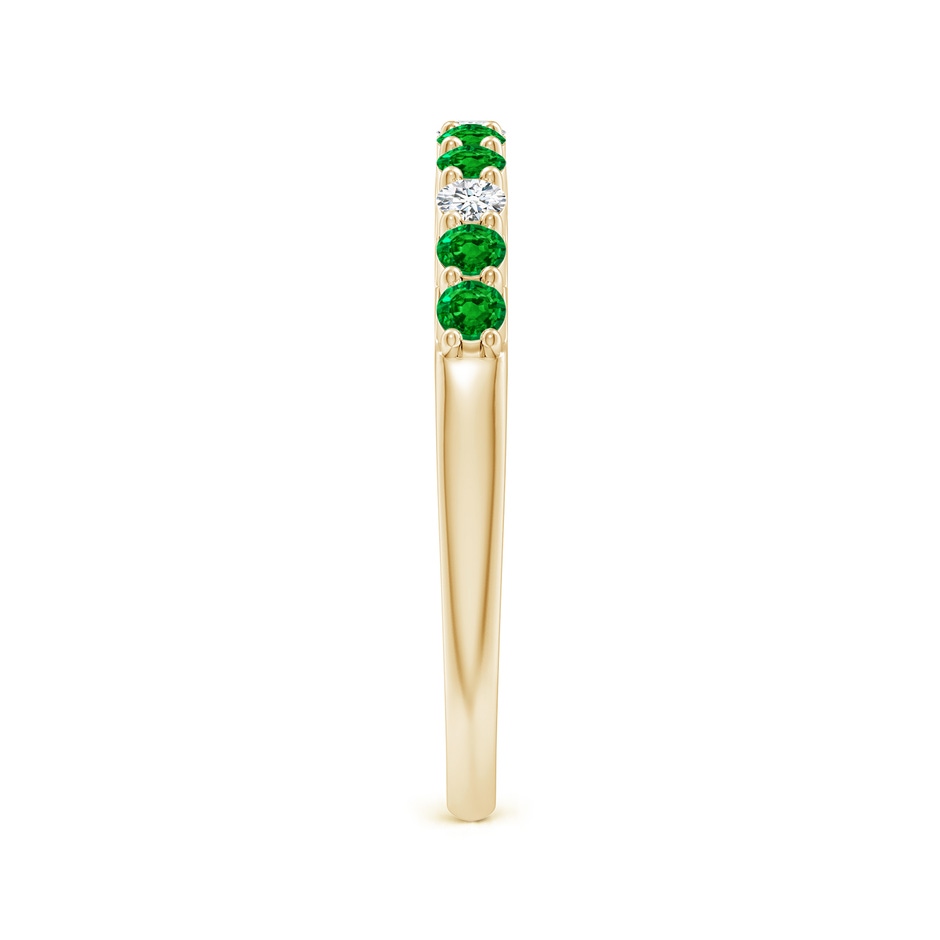 2mm AAAA Round Emerald and Diamond Half Eternity Wedding Ring in Yellow Gold side-2