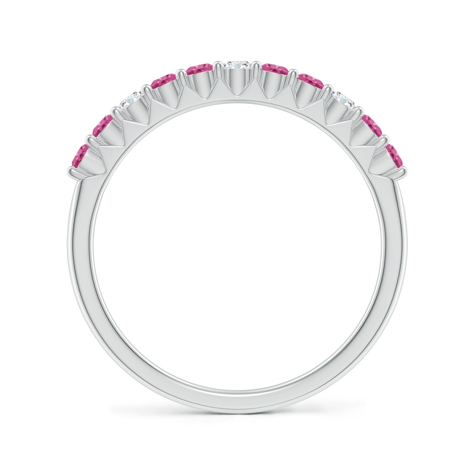 2mm AAAA Round Pink Sapphire and Diamond Half Eternity Ring in White Gold side-1