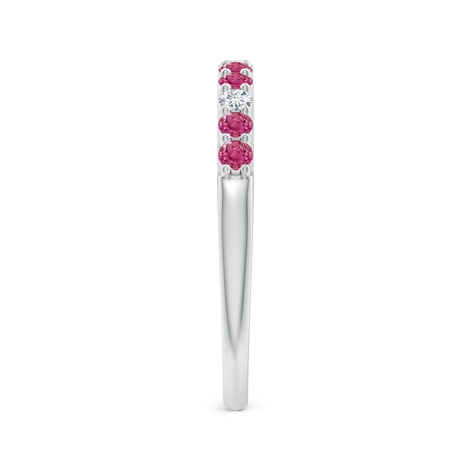 2mm AAAA Round Pink Sapphire and Diamond Half Eternity Ring in White Gold side-2