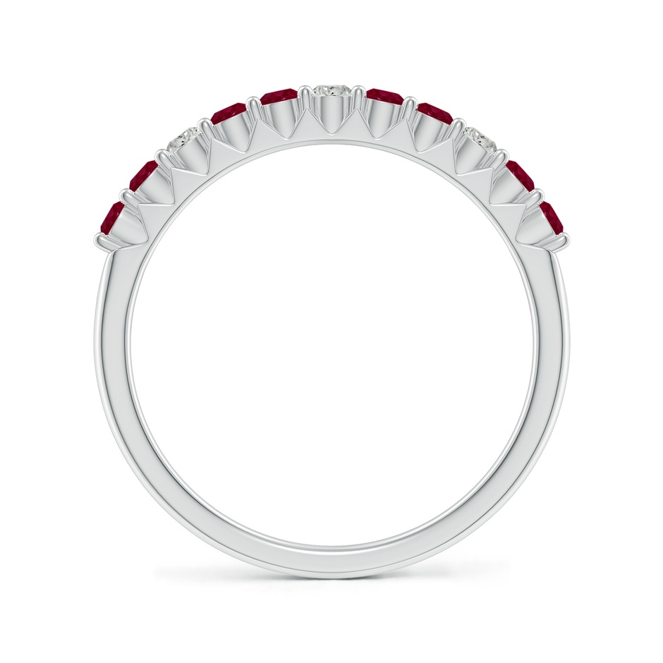 2mm A Round Ruby and Diamond Half Eternity Wedding Ring in P950 Platinum side-1