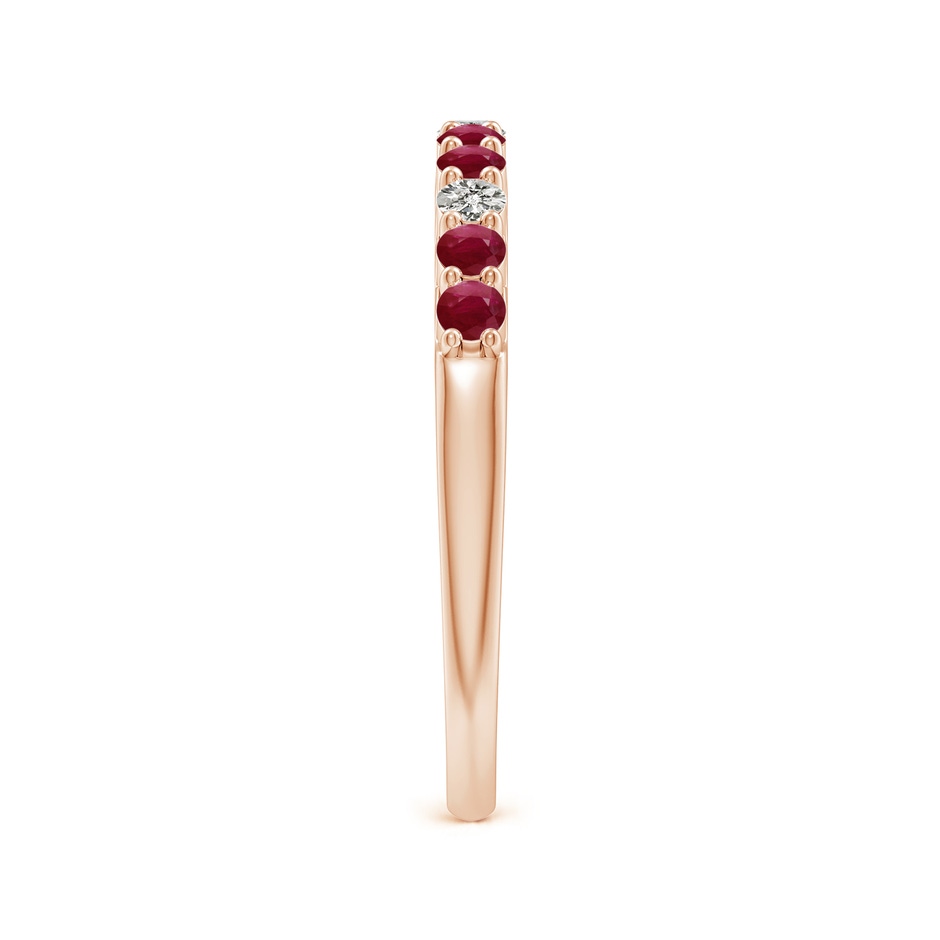 2mm A Round Ruby and Diamond Half Eternity Wedding Ring in Rose Gold side-2