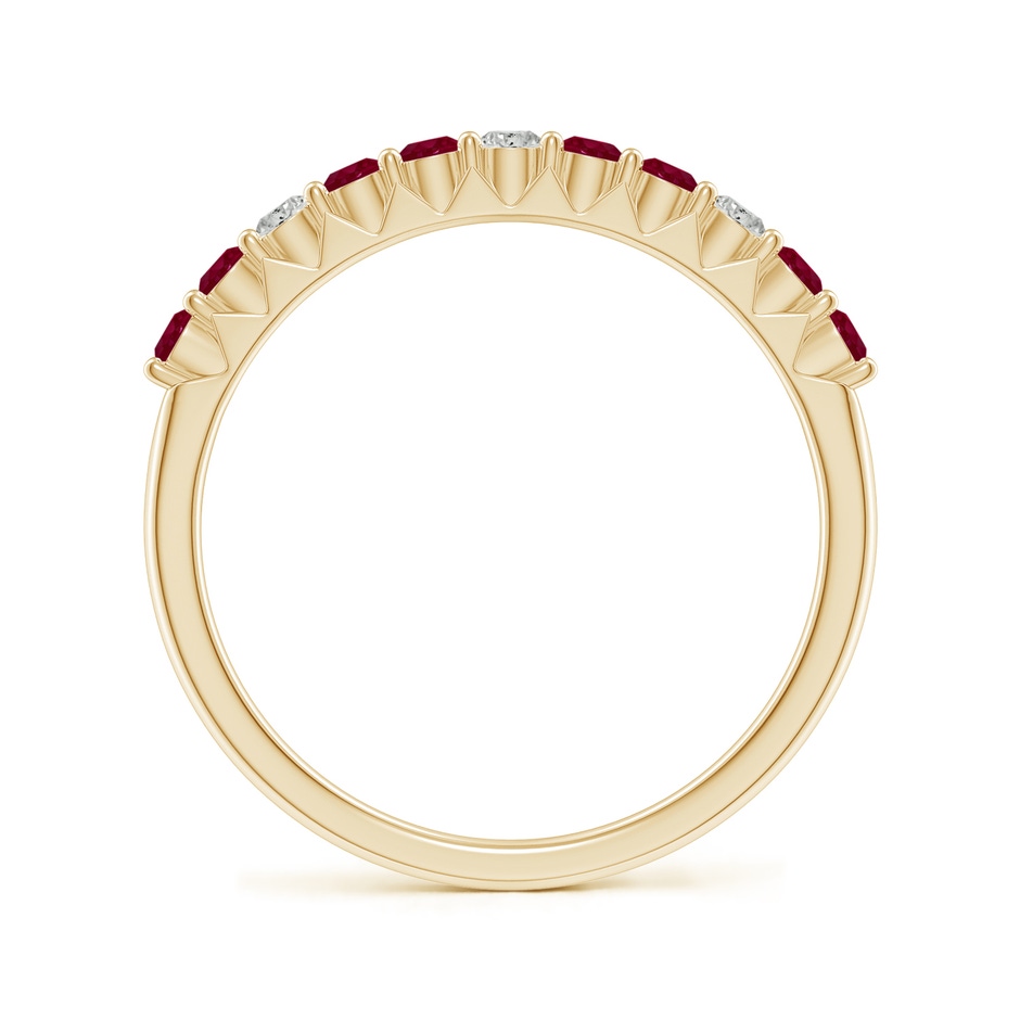 2mm A Round Ruby and Diamond Half Eternity Wedding Ring in Yellow Gold side-1
